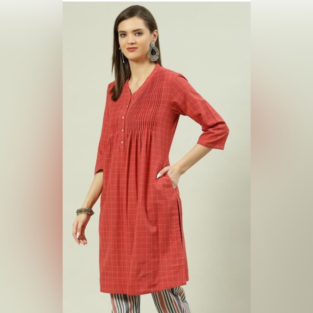 Biba Pink Pleated 3/4 Sleeve Tunic
